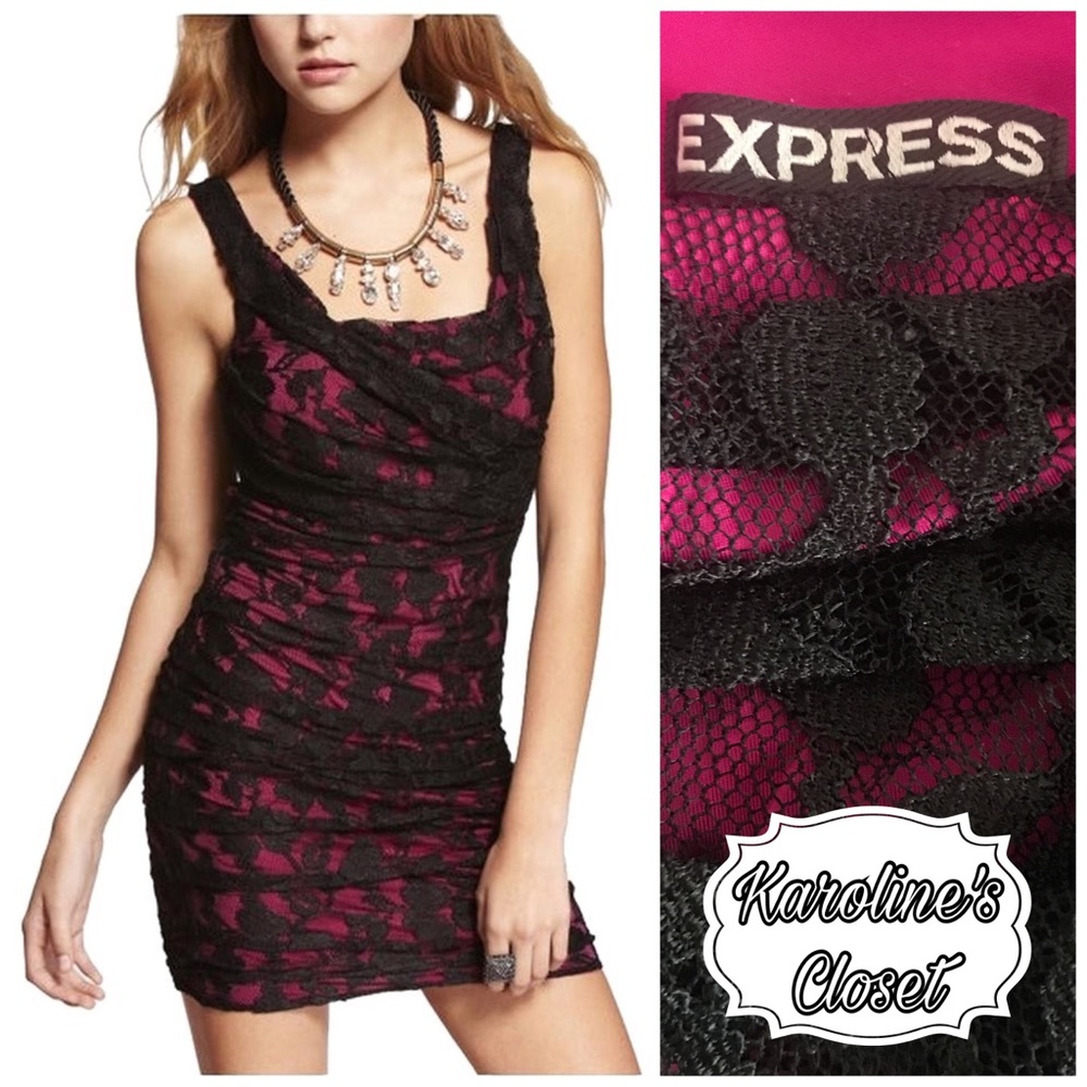 Express dress, size 8.  Black lace with pink underlayment.